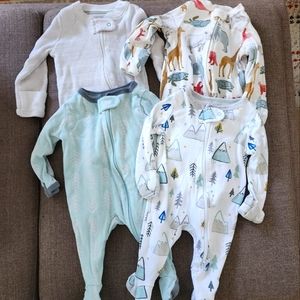 Set of 4 newborn baby boy sleep and play bundle